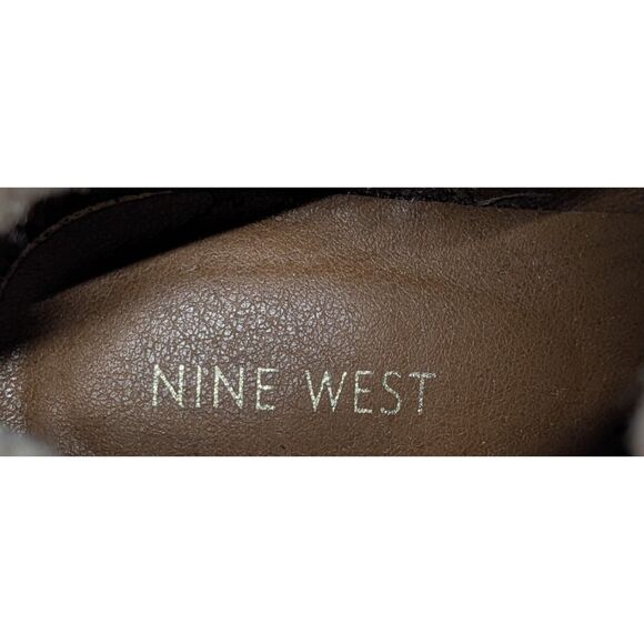 Nine West Women’s Tan Lace-Up Block Heel Boots Size 11M Faux Shearling Fold - Picture 10 of 10